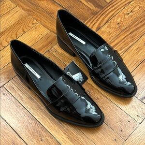 New Zara Women’s Black Menswear Loafers, 39/ US 8